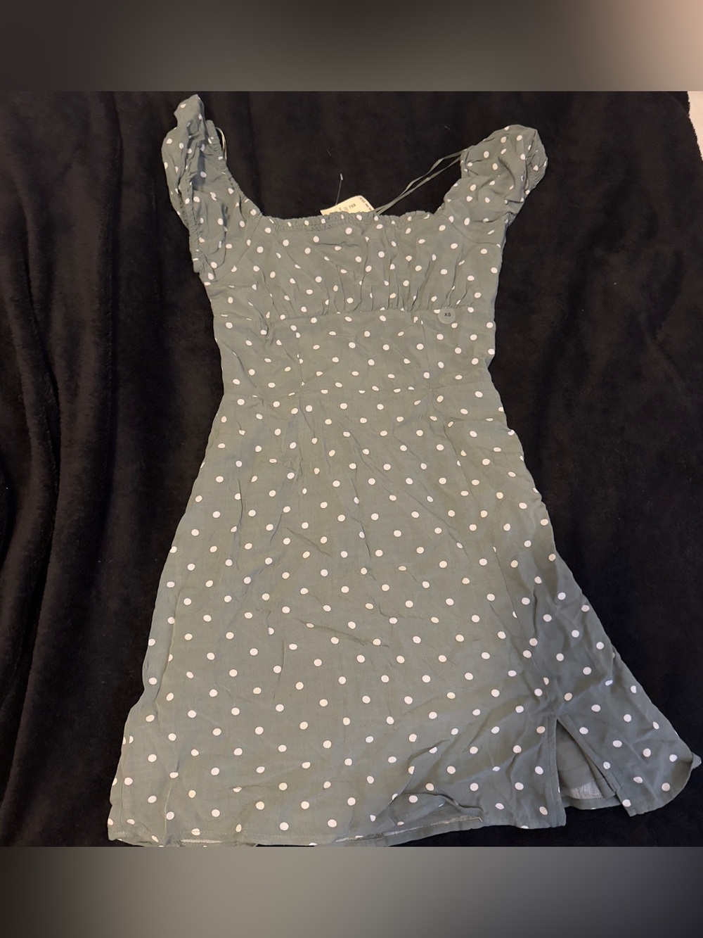 Green Polka Dot Square-Neck Dress